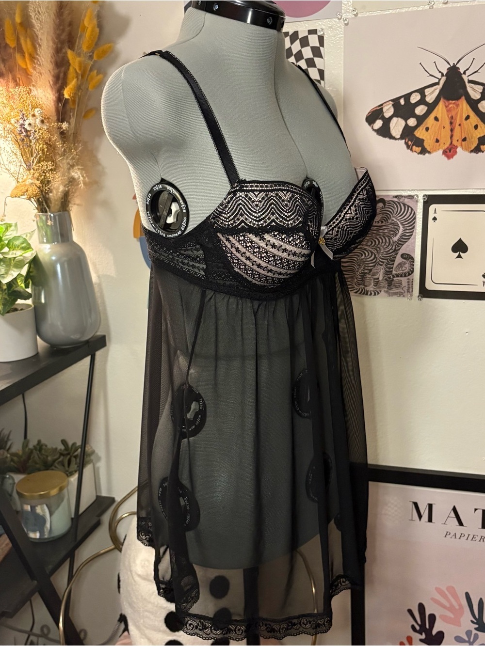 Daisy Fuentes Black Lace Babydoll – Size M - Picture 6 of 7